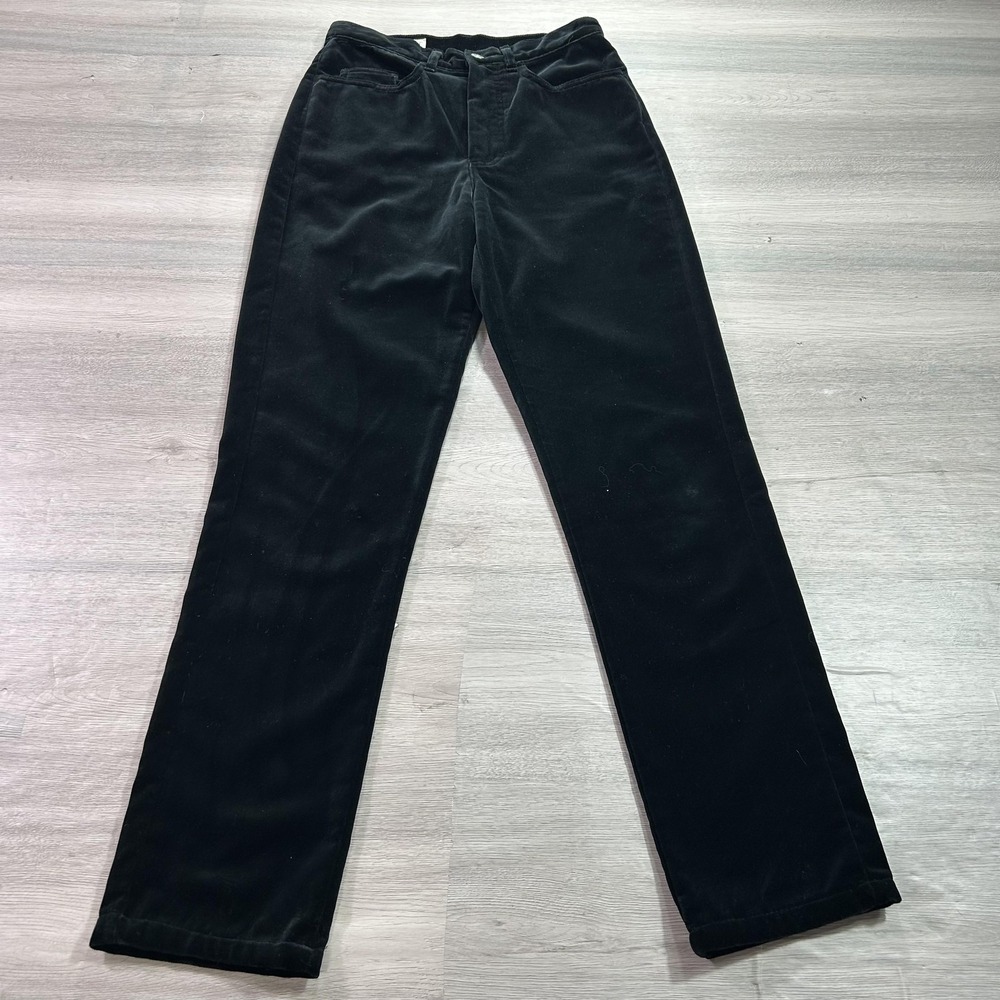 VINTAGE Banana Republic Pants Womens 8 Black‎ Velvet Straight Leg Made USA 90s